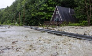 Flood waters overtook parts of ski country in Vermont on Tuesday. (Scott Eisen/Getty Images)